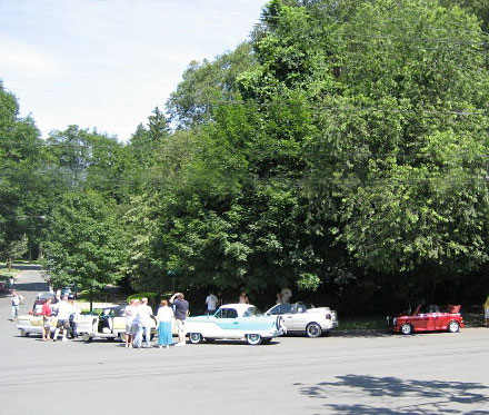 Mets on the street gathering for a drive.